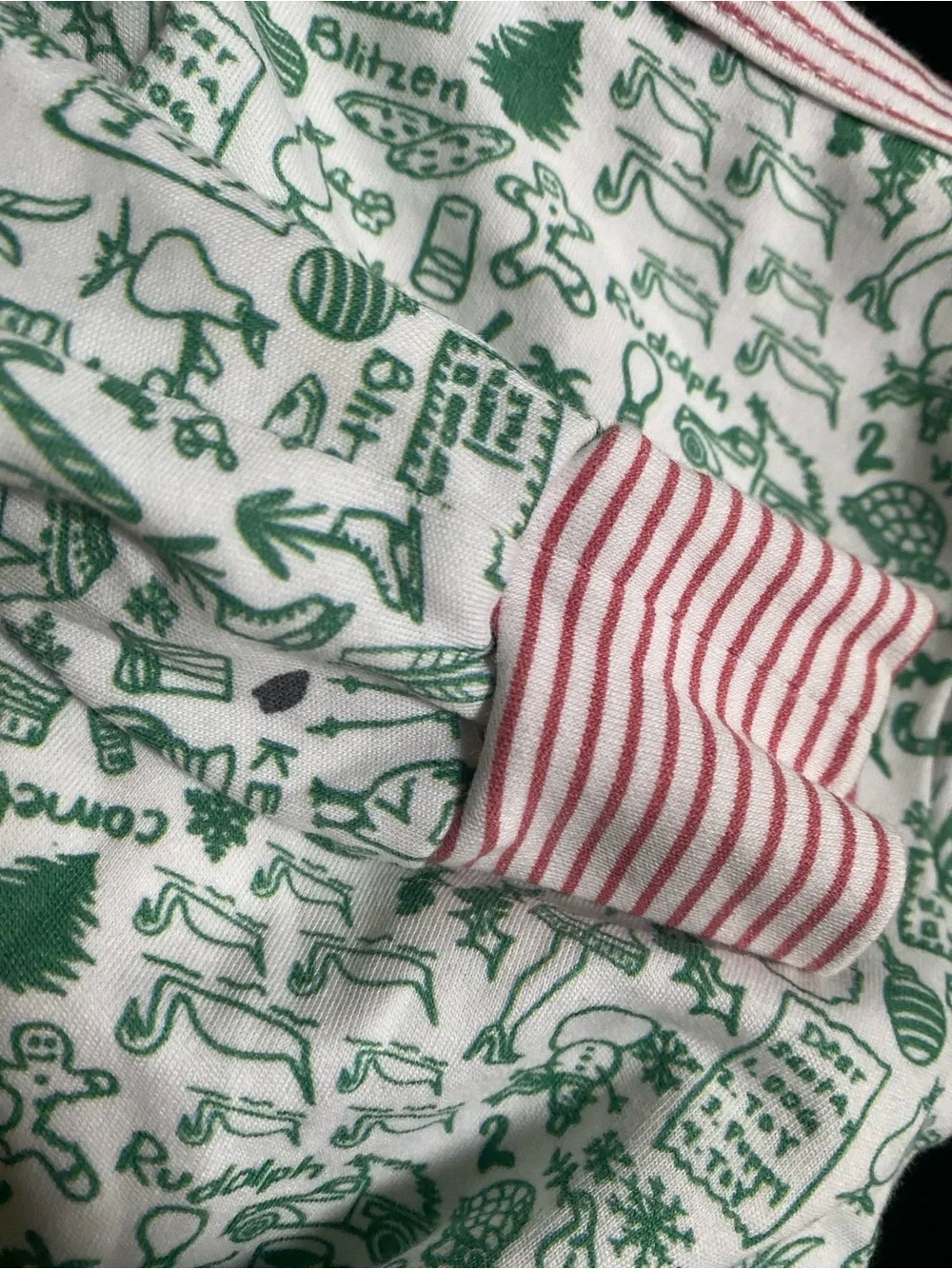 Joy Street Pima Cotton North Pole Christmas Green Baby Zip Footed Sleeper 0-3 Mo